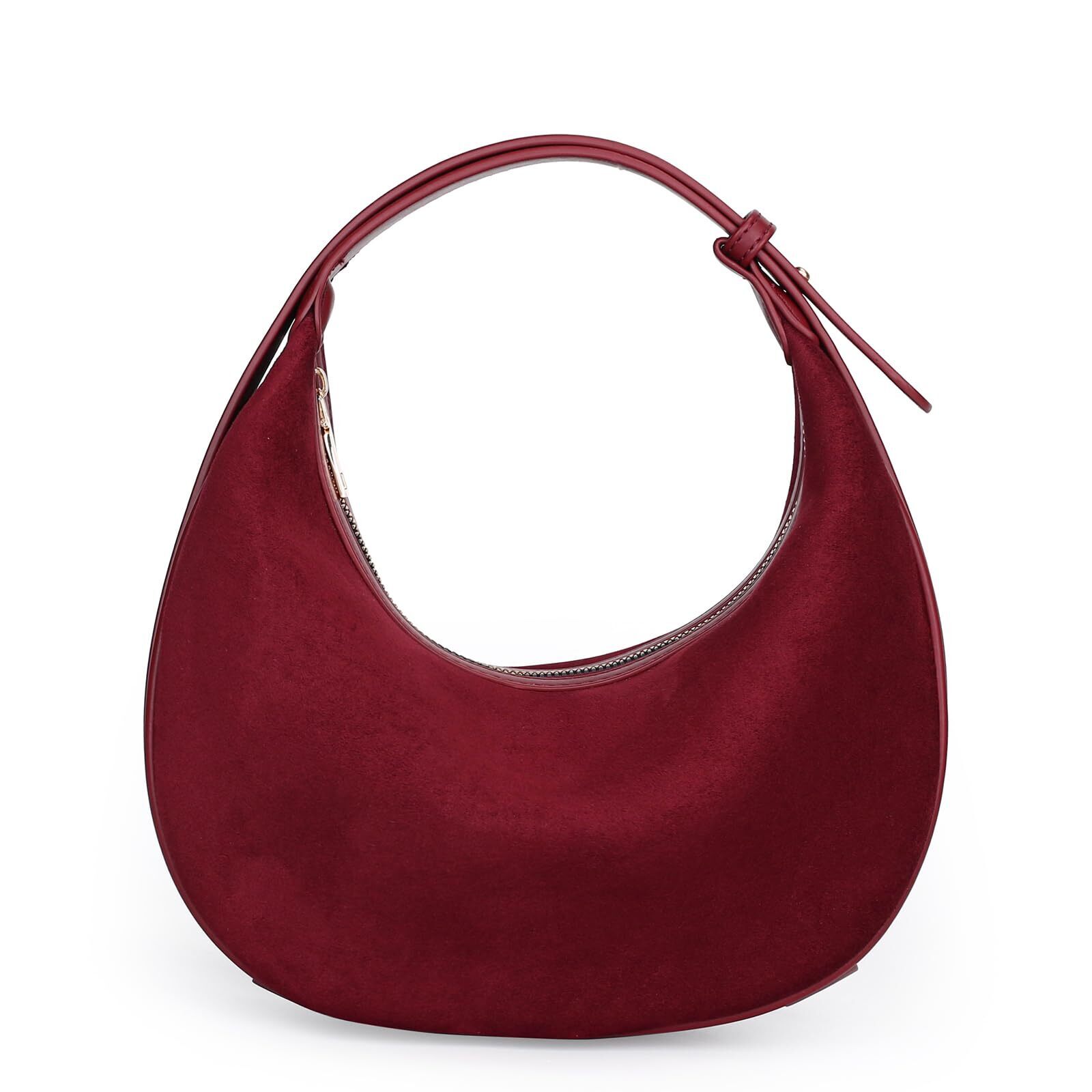 5857 Suede Crossbody Bag , Vintage Hobo Handbag Crescent Shoulder Purses